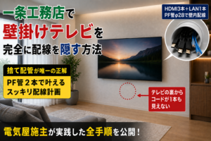 一条工務店の壁掛けテレビ｜電気屋施主が配線を完全に隠した方法